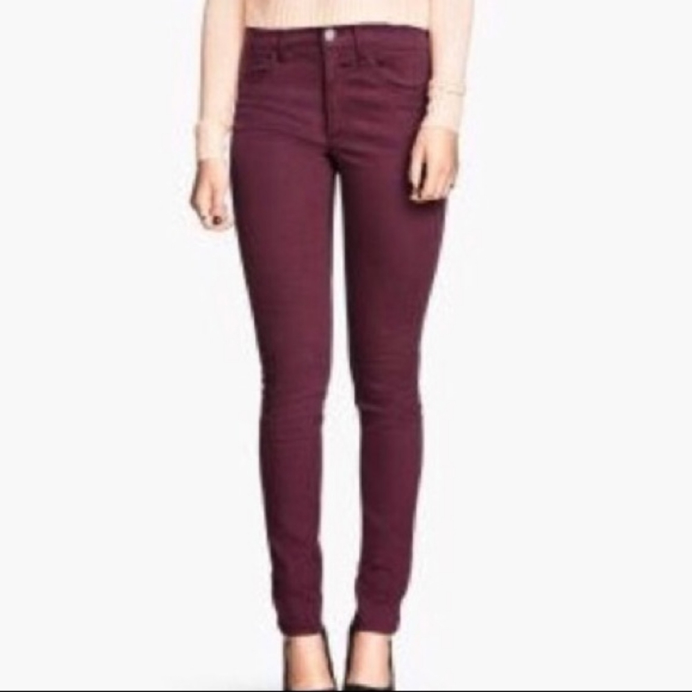 Lord + Taylor Maroon Skinny Jeans